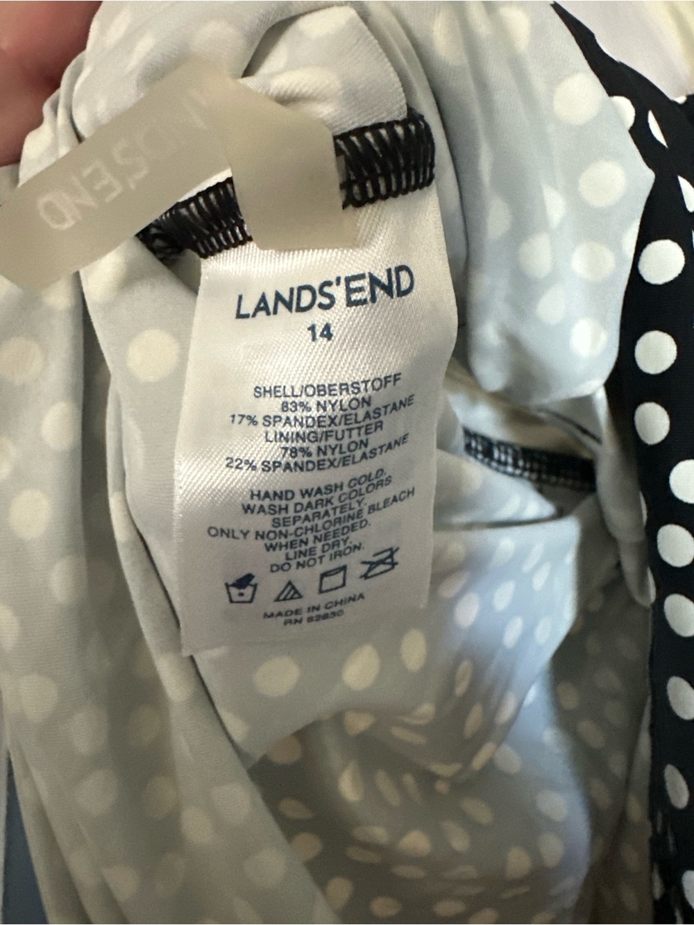 Lands End Black and White Polka Dot Women's Swim - Picture 3 of 3